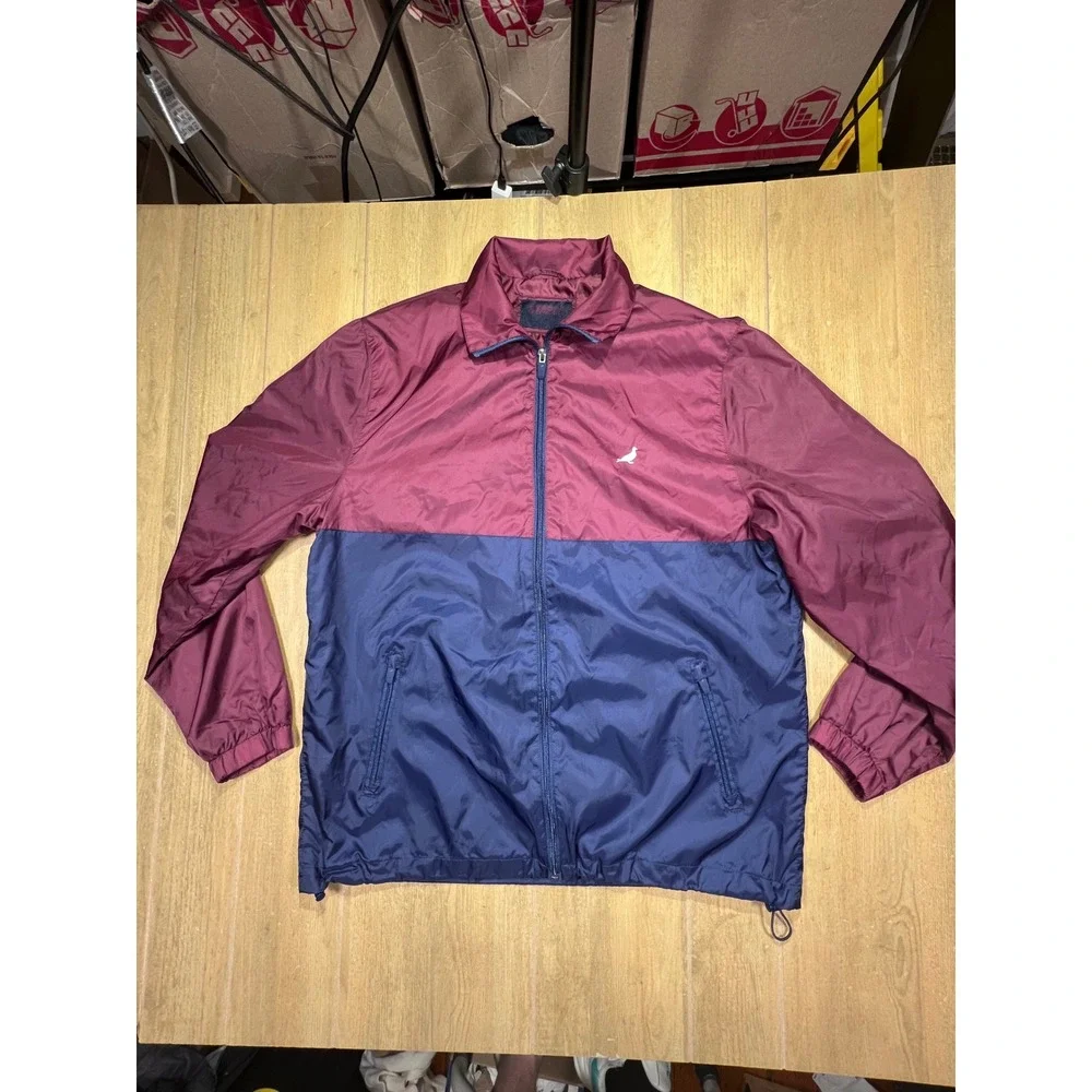 Staple Pigeon Mens Colorblock Windbreaker Jacket‎ Burgundy Navy Blue Large Logo